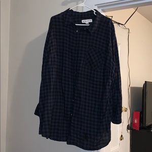 Blue and black plaid shirt